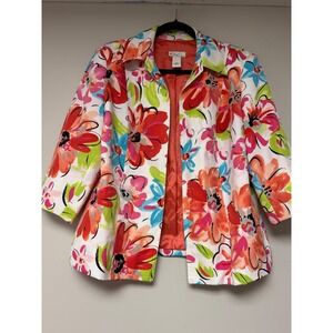 Kim Rogers Floral Print 3/4‎ Sleeve Blazer Jacket - Bold Spring Colors